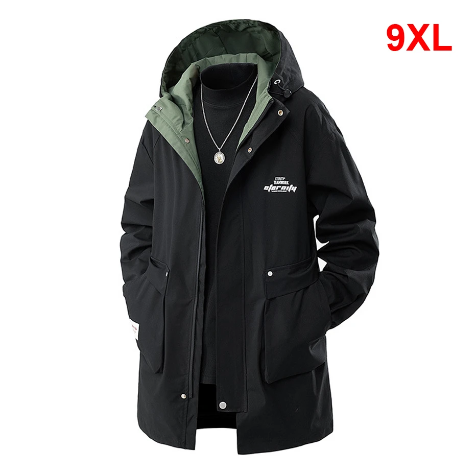 

Plus Size Long Windbreaker Jacket Men Spring Autumn Outerwear Fashion Casual Jackets Coats Male Big Size 8XL