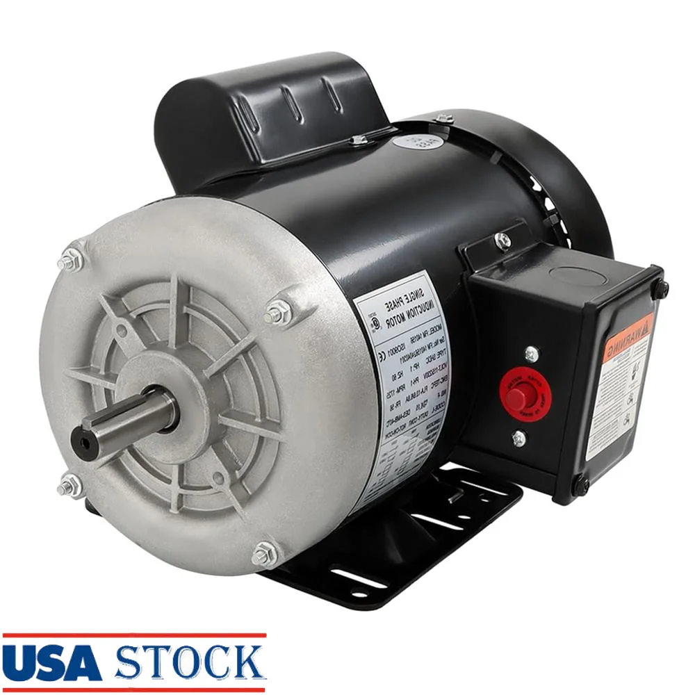 1HP Electric Motor 1750RPM 115V 230V Single Phase Farm Duty CW CCW Agricultural Equipment Efficient Durable Heat Dissipation