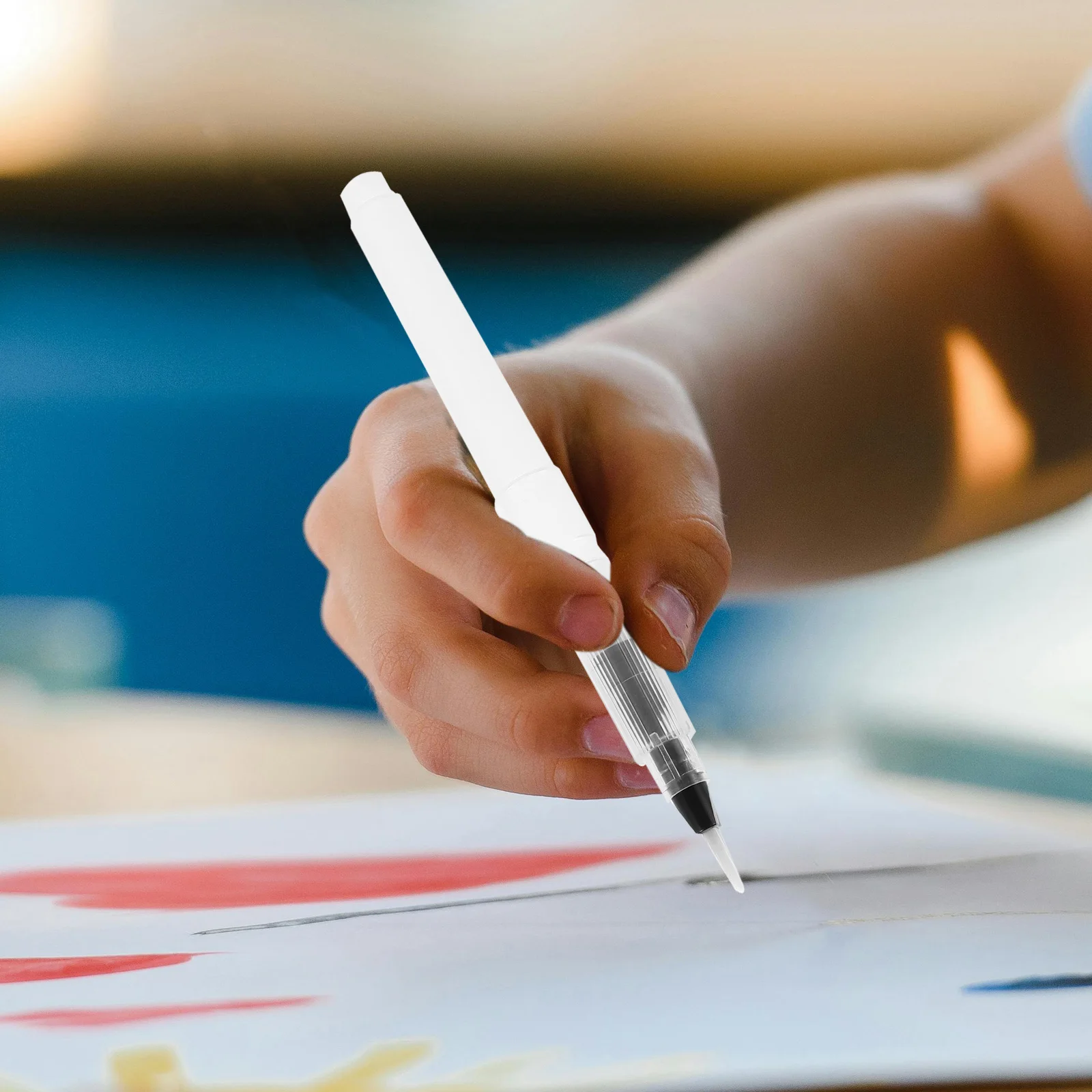 

6pcs Refillable Watercolor Brush Pen Transparent Body Flat Tip For Outdoor Travel Watercolor Painting Art Supplies Set