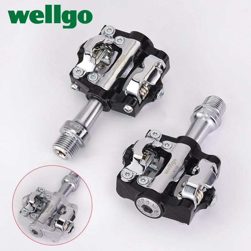 Wellgo WAM-M19 Aluminum Body Cr-Mo Spindle DU / Sealed Bearing Bicycle Pedal for MTB Road Bike with 98A Cleat Cycling Parts