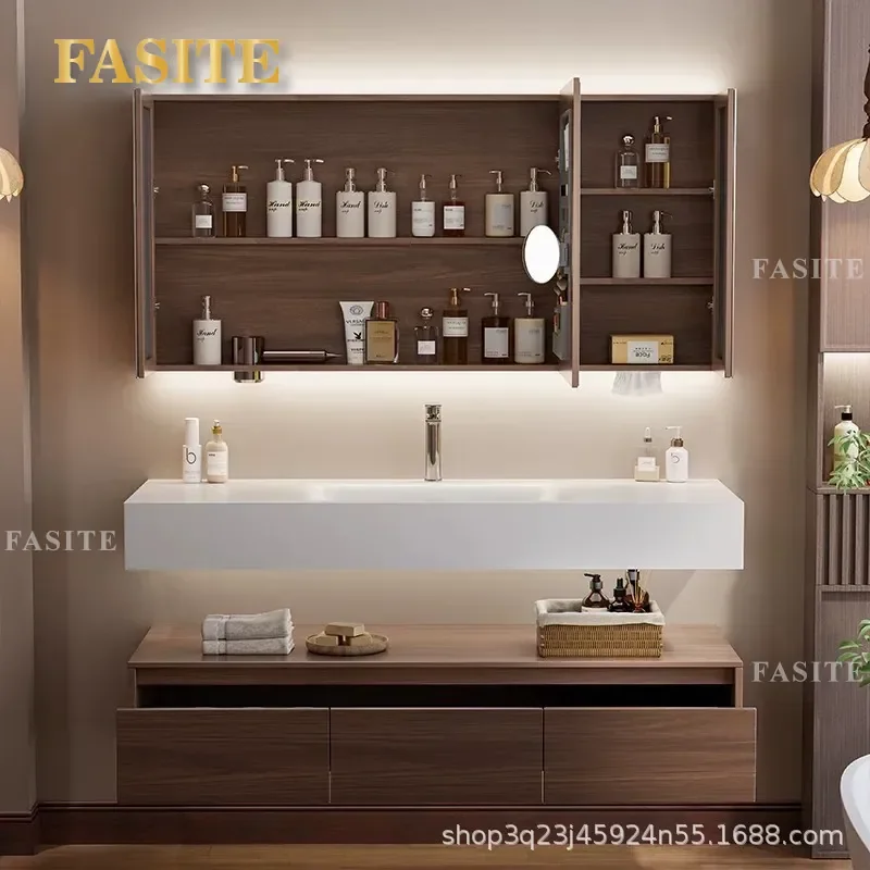 For Bathroom Cabinet Combined Toilet Wash Table Rock Slate Hot Bending Integrated Basin Wash Sink Seamless Ceramic Washbasin