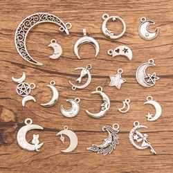 20PCS 18 Styles Mixed Alloy Hollow Angel Cat Star Animal Charms For Jewelry Making DIY Handmade Natural Moon Pendant