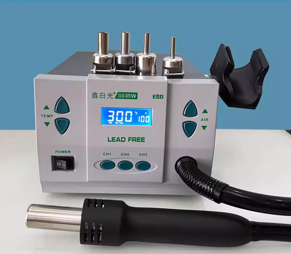 861DW Hot Air Gun Desoldering Station with Smart Sleep Mode Direct Air/Rotating Air1000W Mobile Phone Repair IC Disassembly Tool