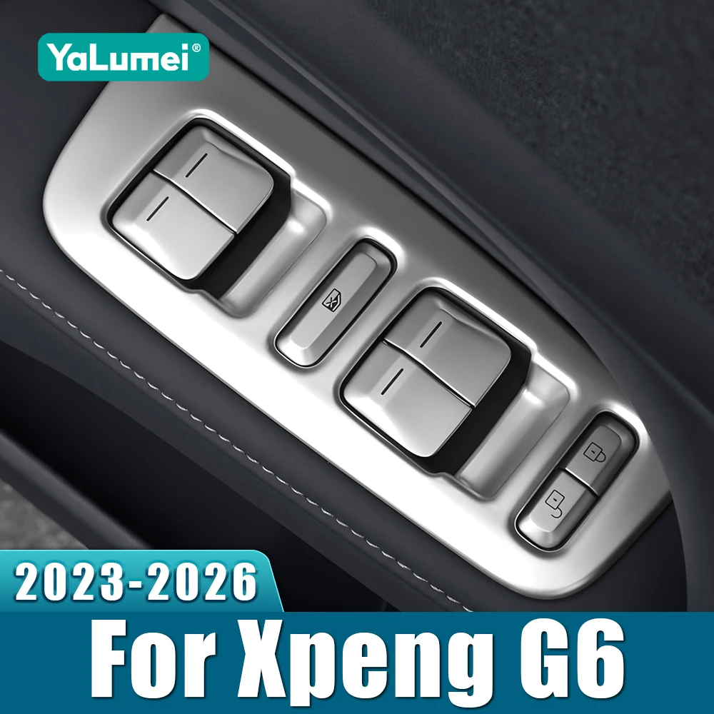 For Xpeng G6 2023 2024 2025 2026 ABS Car Window Lift Switch Button Panel Cover Trim Stickers Anti Scratch Decoration Accessories