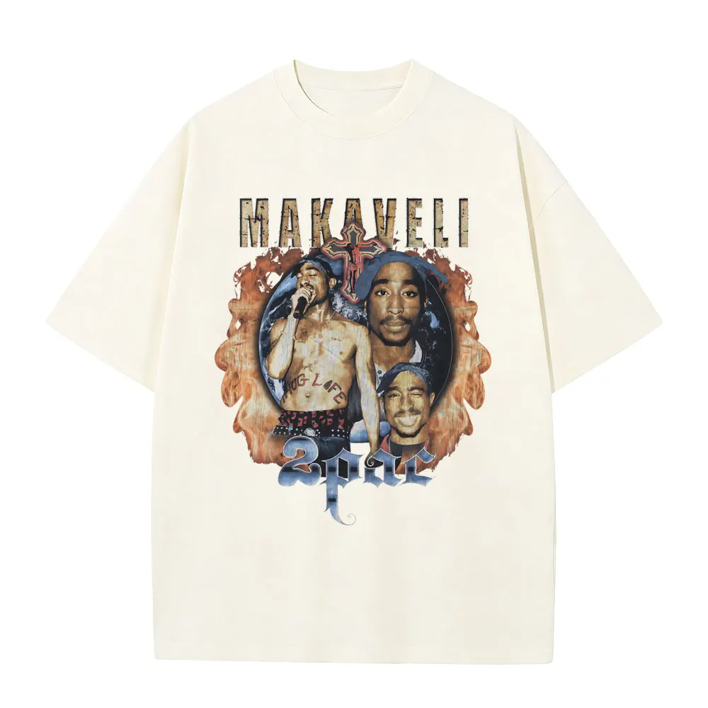 Awesome Rapper Tupac 2pac Graphic T-shirt Men Women Hip Hop Fashion Vintage T Shirts Male Casual Oversized T Shirts Streetwear