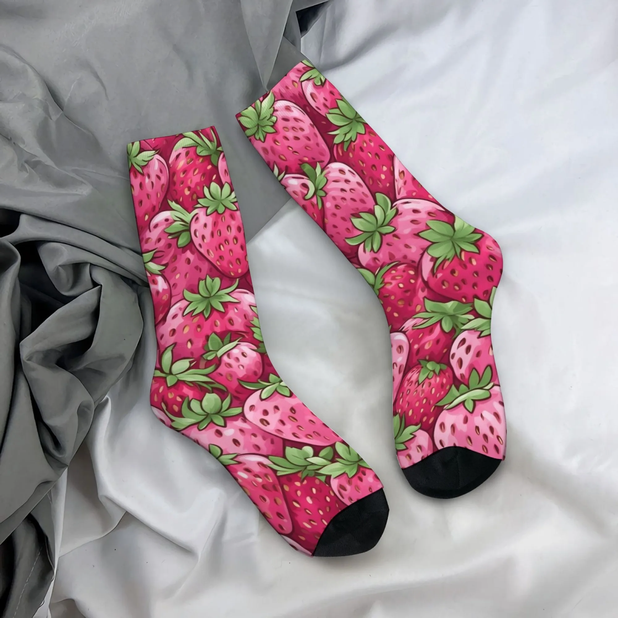 

Мужские носки с принтом Strawberry Party, удобные, дышащие, нескользящие, повседневные носки, новые уличные носки в стиле ретро, забавный подарок