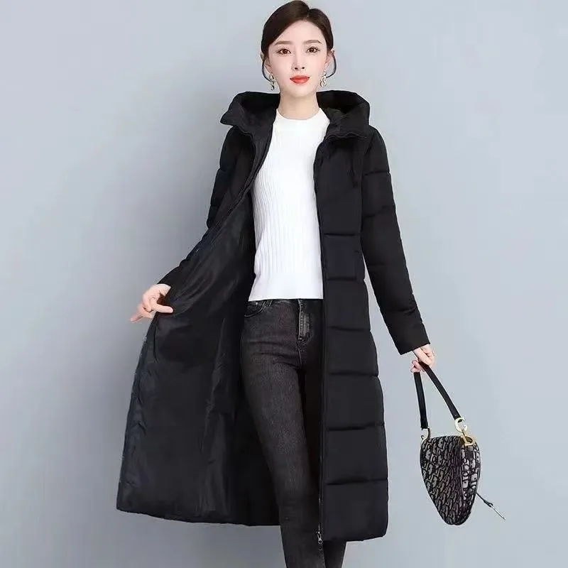 Women Autumn Solid Colors Hoodies Parkas Zipper Mid-Length Coats Pockets New Fashion Warm Hooded Jackets Casual Commute Parkas