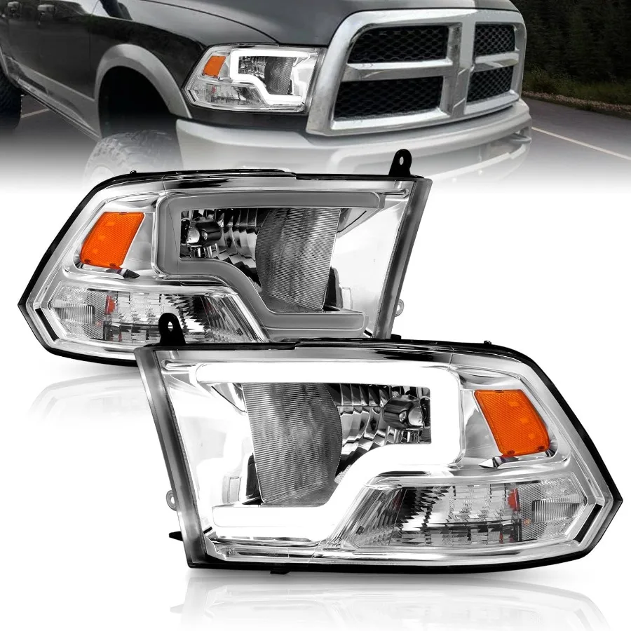 LED Bar Replacement Chrome Headlights Set for 20092018 Dodge Ram 1500 2500 3500 Pickup Trucks HighPerformance Lighting Upgrade