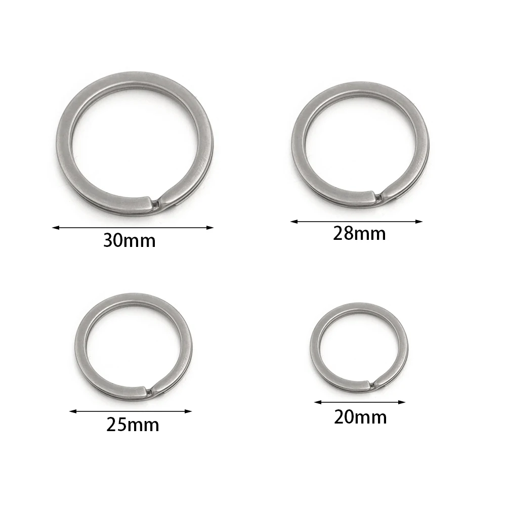 10 stücke Edelstahl Schlüssel ringe runde Schlüssel bund Schlüssel ring flache Schlüssel halter Split Ringe Schlüssel anhänger Zubehör für DIY Schmuck herstellung – Detail 1