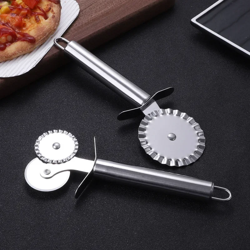 Pizza Roller Cutter Stainless Steel Pizza Knife Shovel Cake Crepes Multifunction Round Wave Cutter Wheels Hob Pizza Baking Tools