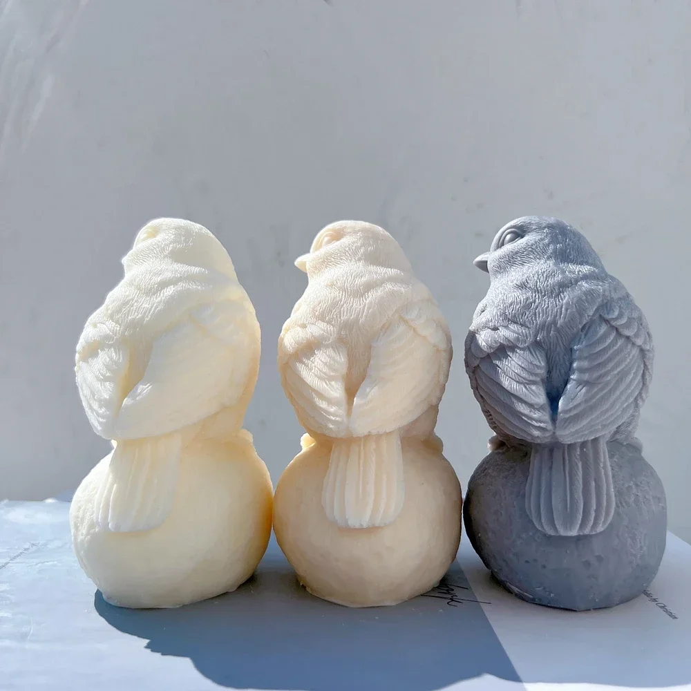 Sitting On Stone Bird Silicone Candle Mold Animal Decorative Animal Soy Wax Mould