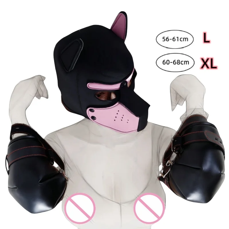 Puppy Cosplay Hood with Detachable Nose Harness BDSM Restraints Mask Adult Sex Bondage Toys for Women and Couples