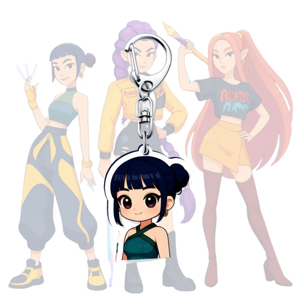 أنيمي KPop شيطان الصيادين الكرتون سلسلة مفاتيح مصنوعة من الأكريليك كيرينغ الساخن شخصية الشكل الإبداعية على ظهره مجوهرات سحر المشجعين الهدايا اللعب #4