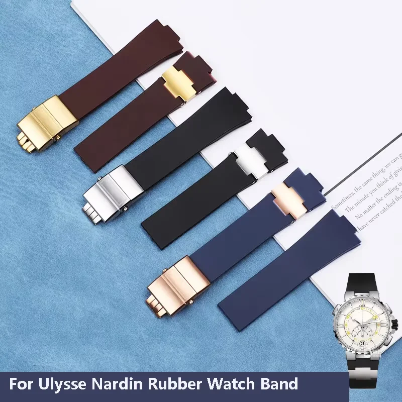 

Watch Strap for Athens Observation Navigation 1183 Men's Women's Waterproof For Ulysse Nardin Rubber Silicone Watch Band 25mm