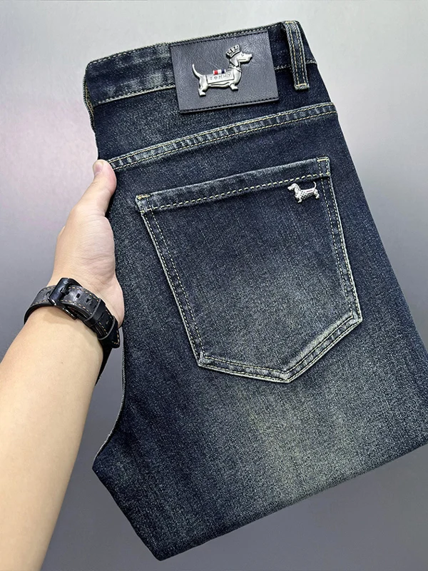 

Новые мужские джинсы Royal Blue High End для весны и лета: свободный крой, прямые штанины, эластичные, повседневные, длинные брюки из хлопкового стрейч-денима