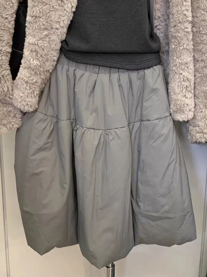 Coréen Sle couleur Pure ort f-longueur jupe femmes Faion printemps automne hiver marque étiquette supprimé coton bourgeon réduction de l'âge