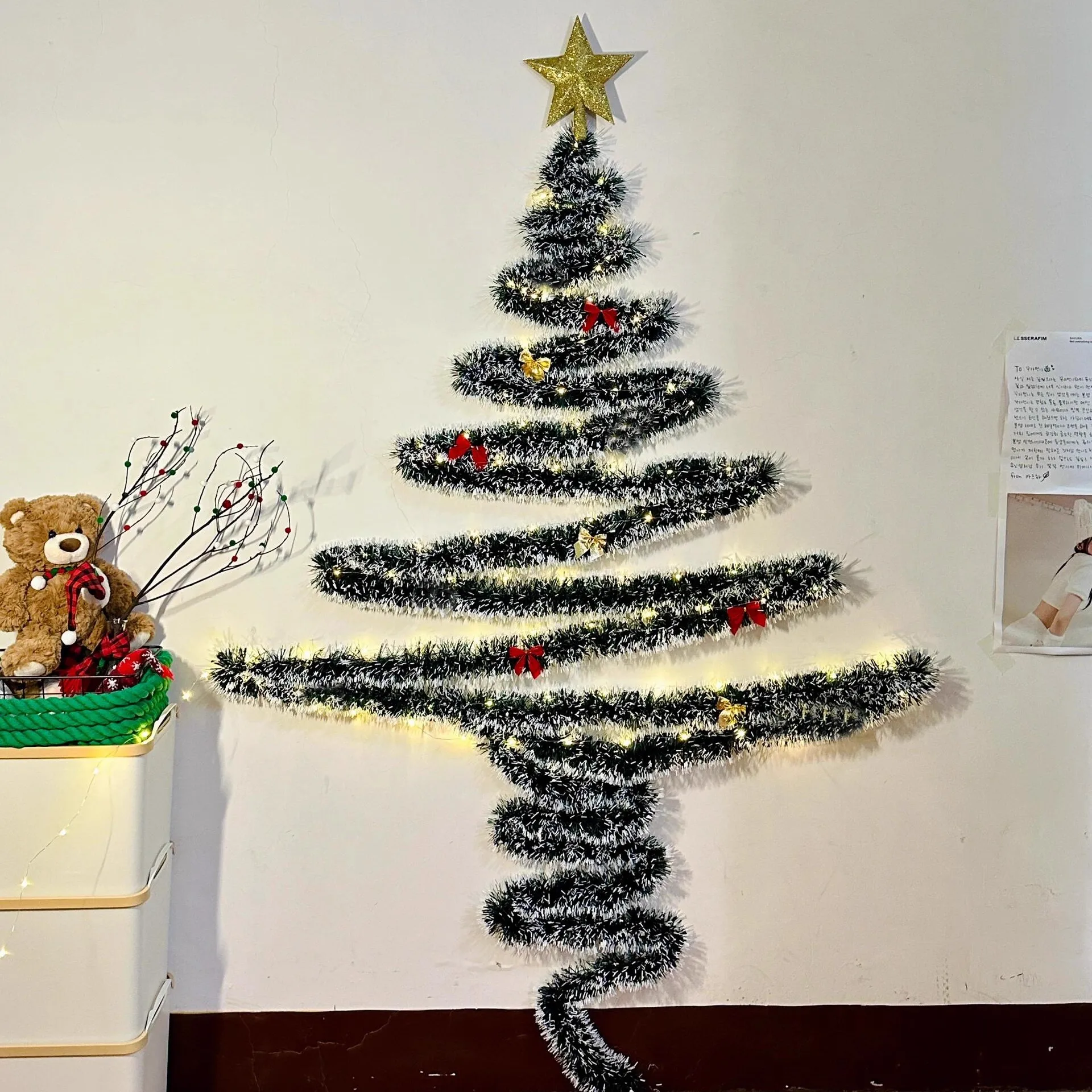 Space Saving Christmas Tree Led Wall Light Window Decoration Light DIY Light-up decorative lights