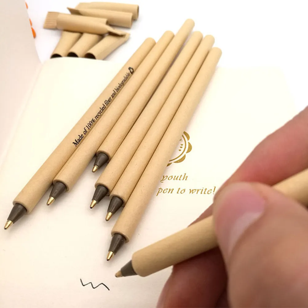 

15Pcs Paper Tube Ballpoint Pens Creative Craft Writing Pen for Students School Office Drawing Journaling Ball-Point Pen