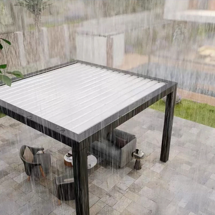 Pérgola impermeable para jardín, techo con persianas motorizado, cenador de aluminio, pérgola de aluminio para exteriores