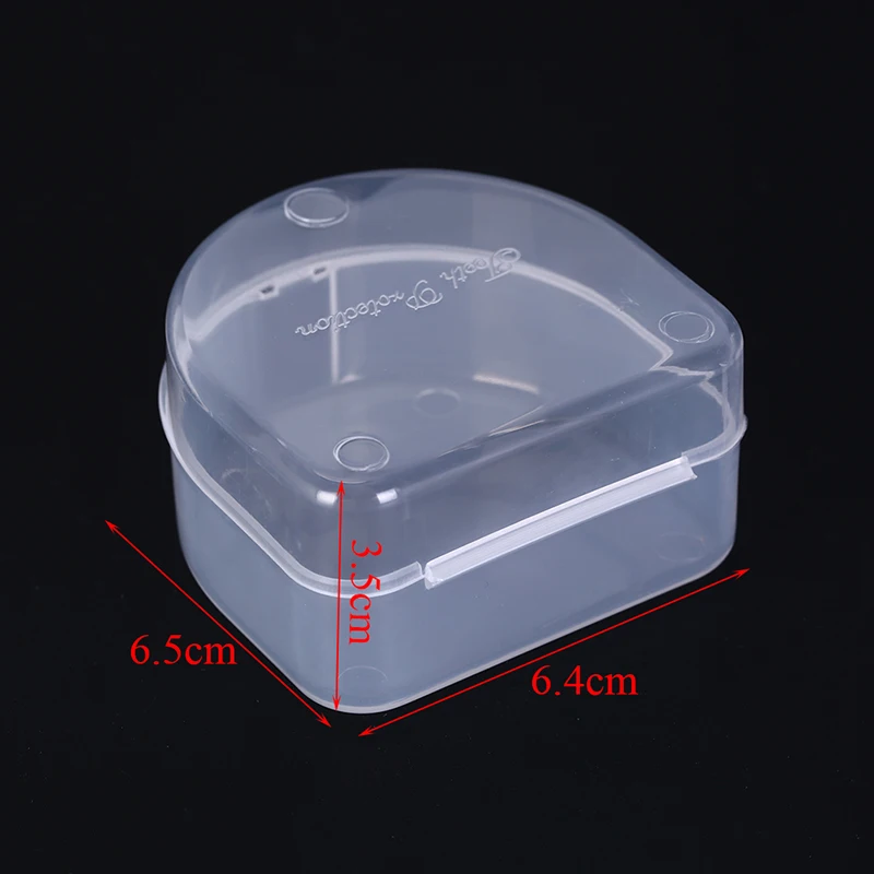 Dental Box Denture Teeth Storage Case Mouth Guard Container 6.4x6.5x3.5cm