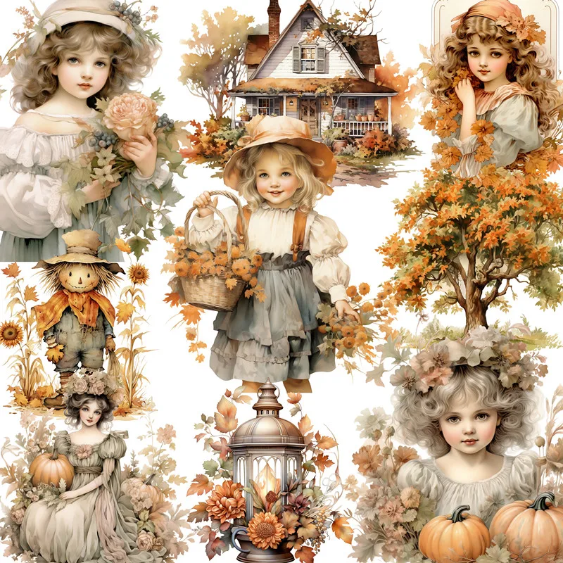 Autumn Pumpkin Girl Stickers Crafts And Scrapbooking stickers kids toys book Decorative sticker DIY Stationery