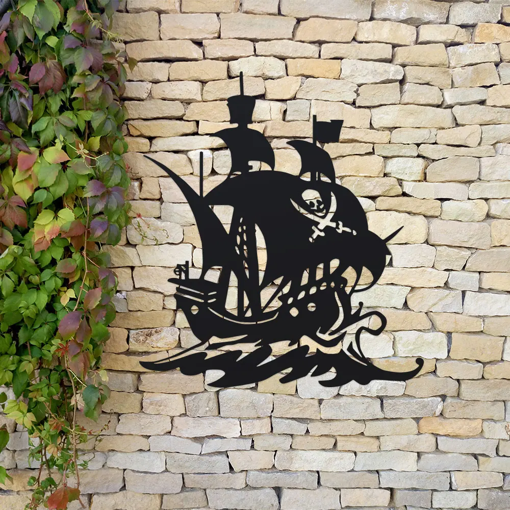 2D Metal pirate ship wall art style sets sail Bold nautical decorations bring a lasting and fashionable adventure to any room