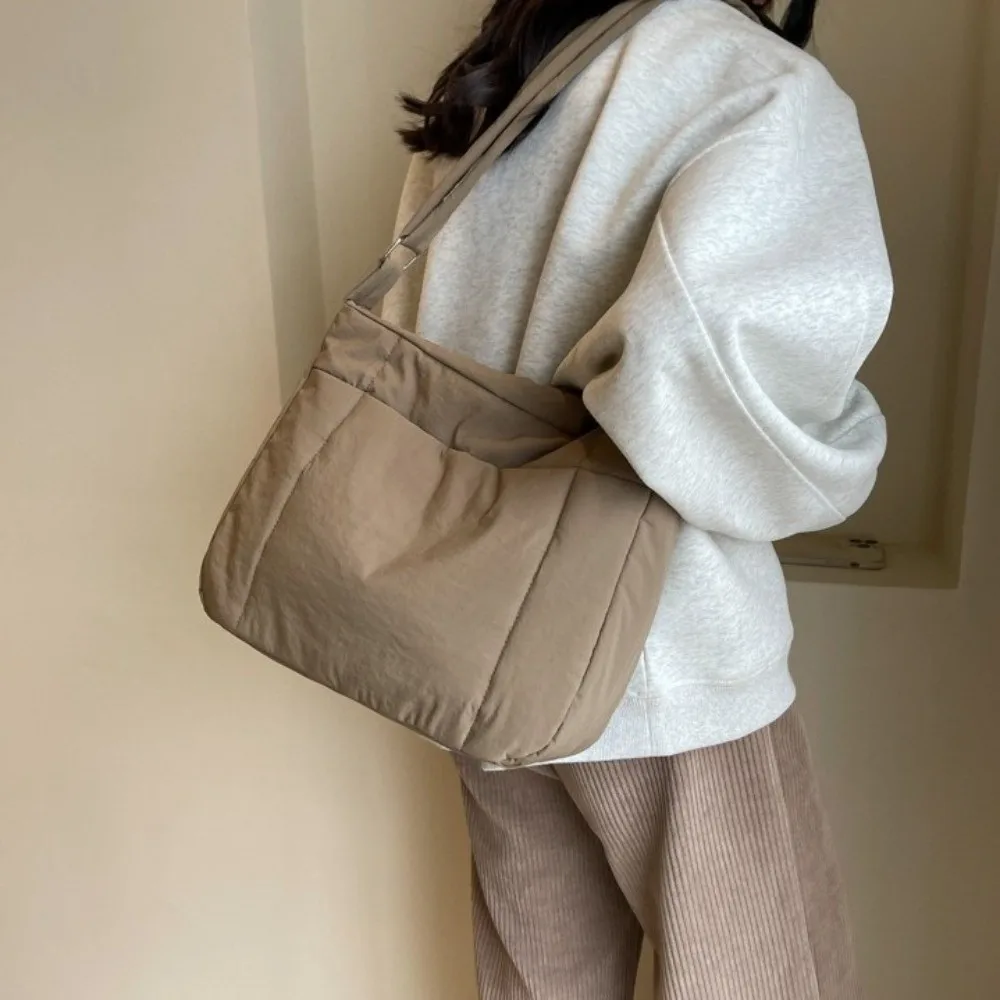 

Quilted Down Cotton Shoulder Bag Korean Style Solid Color Puffy Bag Space Cotton Lightweight Cotton-padded Crossbody Bag