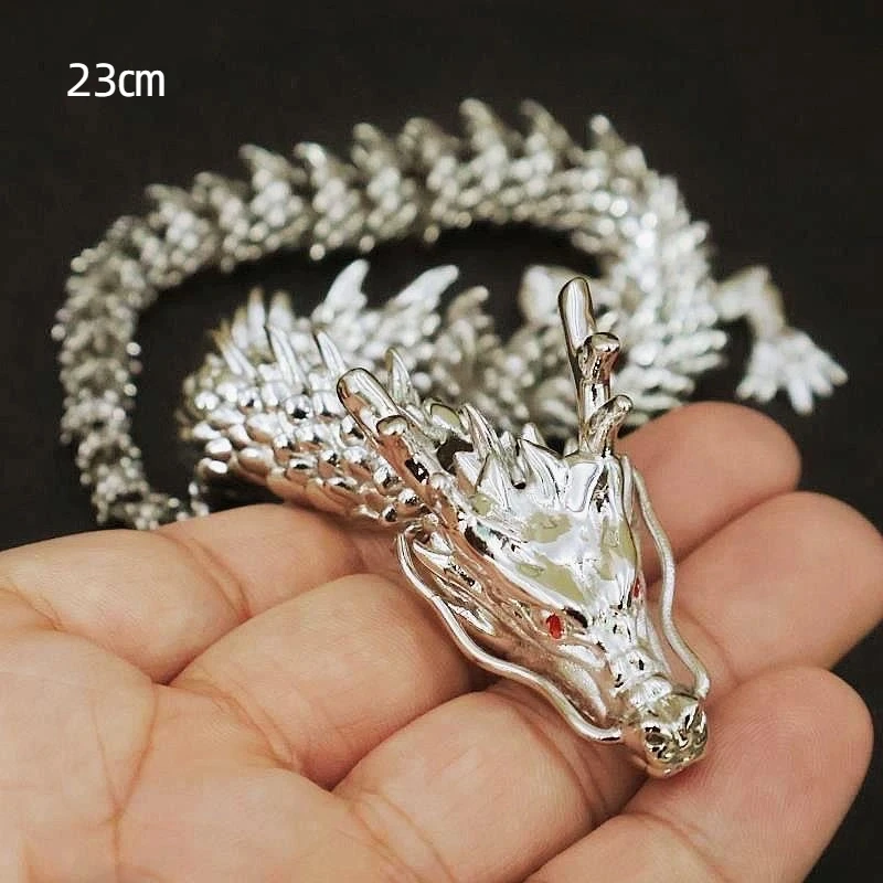 1Pcs Moveable Body Joints Antique Alloy Lucky Dragon Desktop Office Crafts 3D Dragon Statue Ornament Home Decoration Gifts