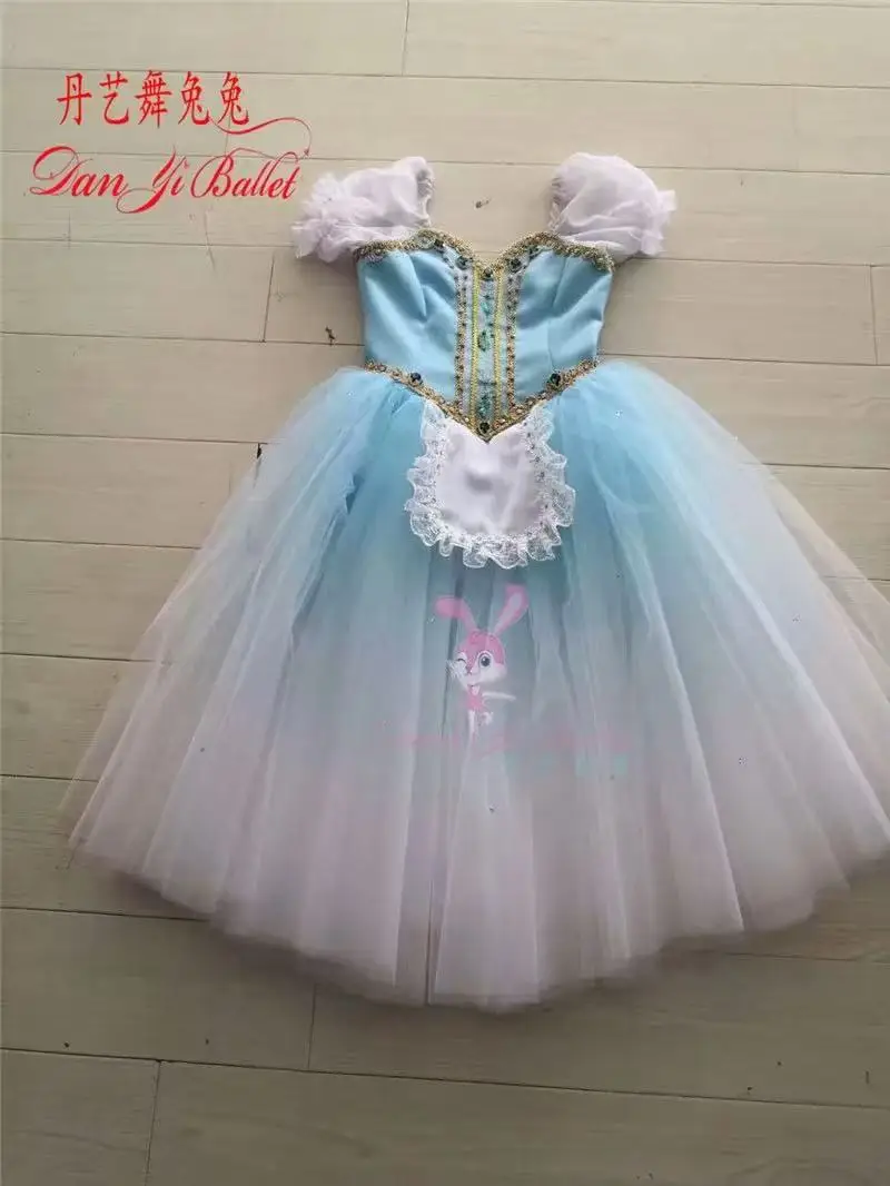 Adult children ballet professional sleeping beauty blue bell-shaped skirt fluffy gauze skirt tutu dress competition dress perfor