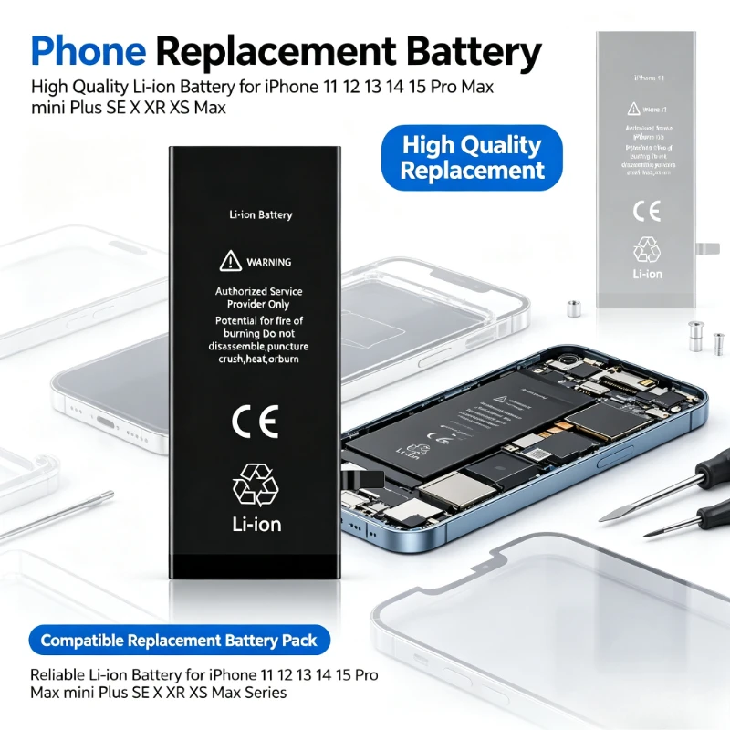 Li-ion Battery For iPhone 11 12 13 14 15 Pro Max mini Plus SE X XR XS Max 12mini 13pro 13promax Replacement Phone Batteries