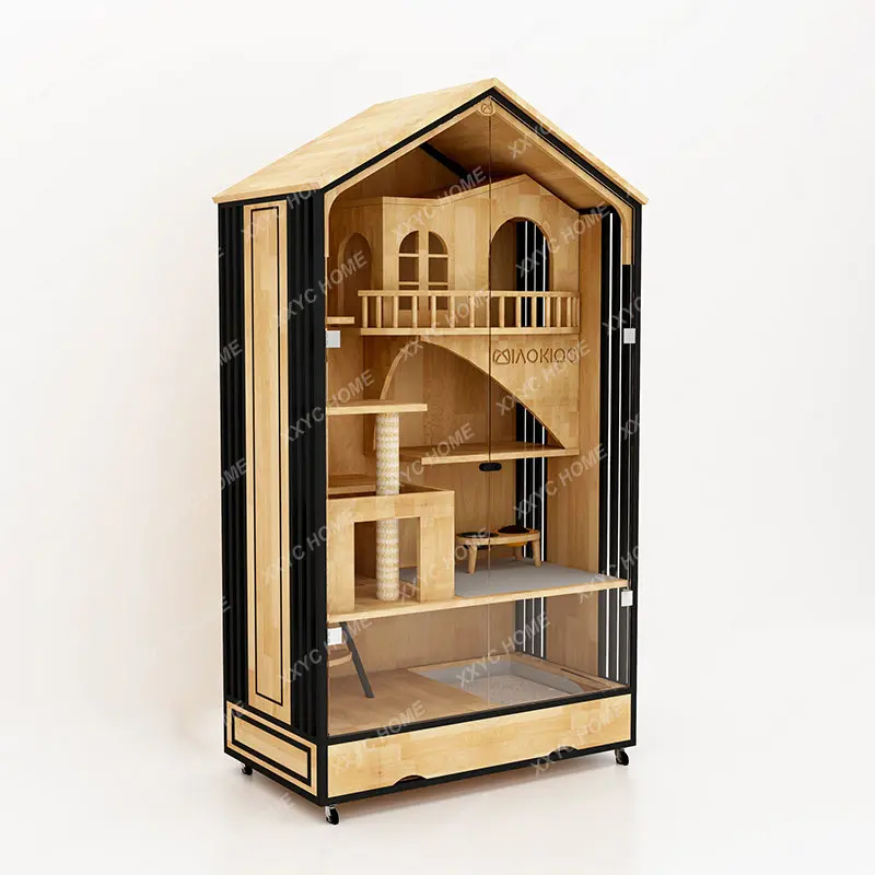 

Cat Villa Large Luxury Cabinet House Household Solid Wood Cat House Cage with Toilet Pet Shop cat house indoor cat cage