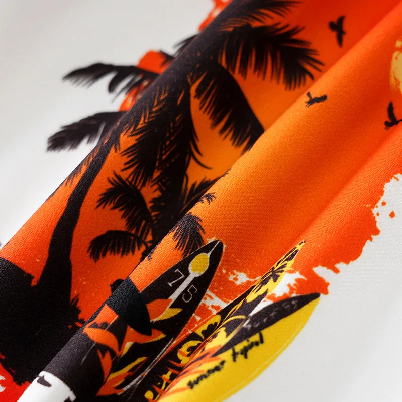 مجموعة الصيف العصرية على شاطئ البحر إعداد الشمس شجرة جوز الهند طفل صبي فتاة طباعة الملابس قصيرة الأكمام عطلة السراويل مثلث بذلة #6