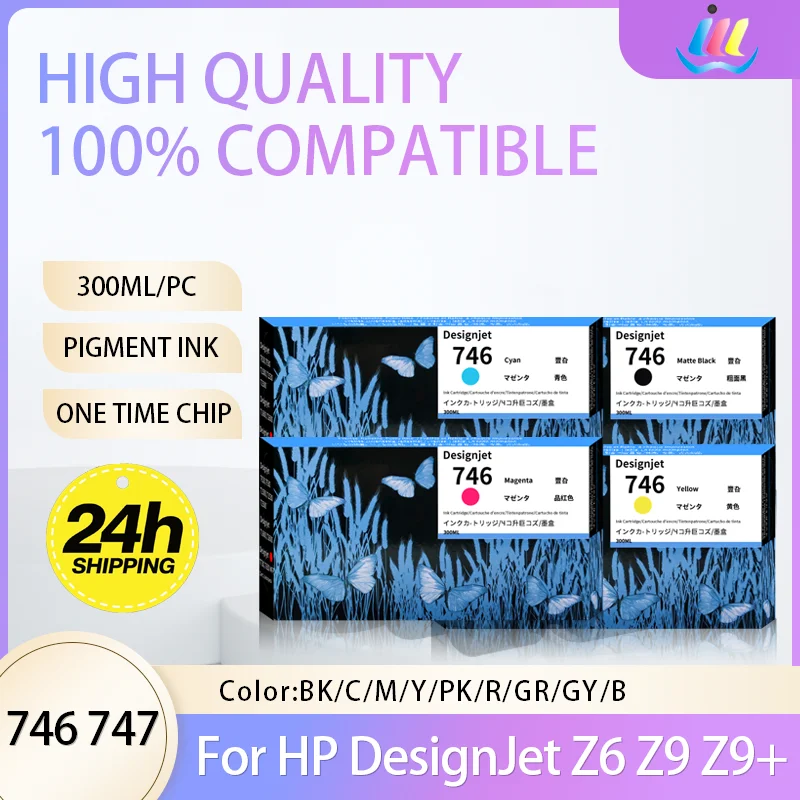 

JMDD 746 747 P2V82A P2V83A P2V80A Pigment ink Compatible Color Inkjet Ink Cartridge for HP746 for HP DesignJet Z6 Z9 Z9+ Printer