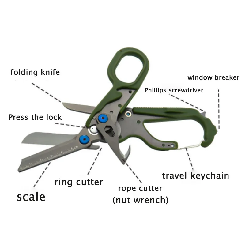 Multifunctional Raptor Response Shears Folding Scissors Outdoor Survival Tool Small First Aid Tactical Folding Scissors MetalCut