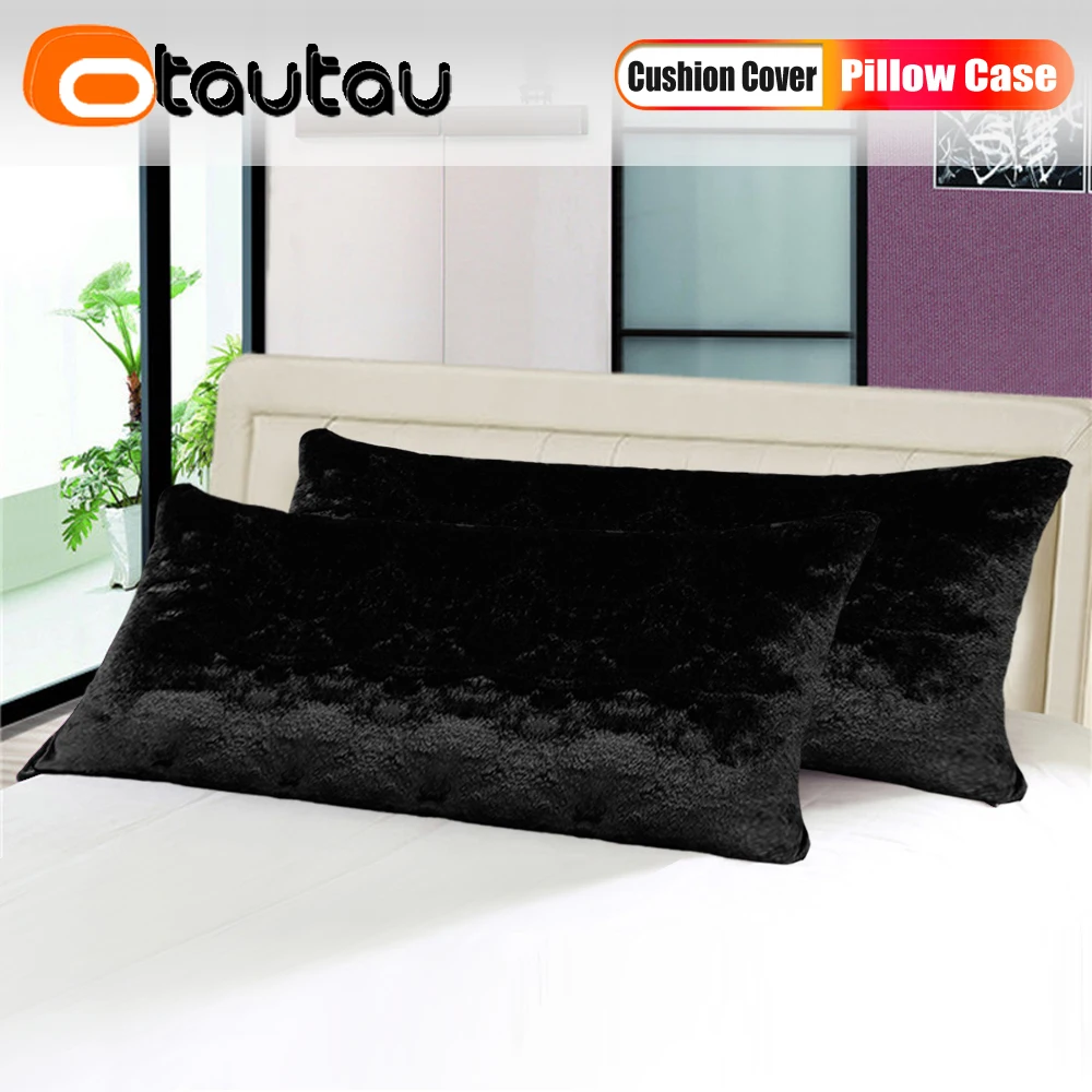 OTAUTAU Soft Fluffy Plush Bed Long Pillow Case Home Decor Car Chair Sofa Body Throw Pillowcase Cover Back Seat Backrest Cushion