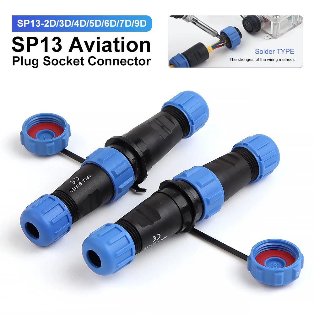 SP13 2/3/4/5/6/7/9 Pin Panel Mount Waterproof Aviation Connectors Plug Socket IP68 Electrical Cable Wire Connector male & female