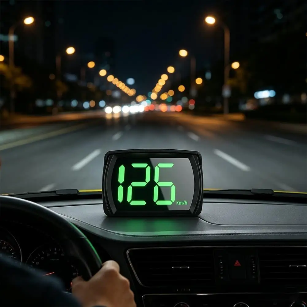 Smart Car Digital GPS HUD Speedometer HD LED Screen KM MPH Speed Meter Universal Auto Dashboard Overspeed Alert Device
