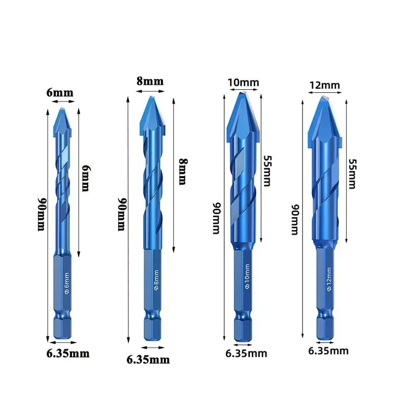 6/8/10/12mm Eccentric Drill High Hardness Precision Drilling Glass Tile Ceramic Punching Rock Slab Triangle Drill Bit Handwork