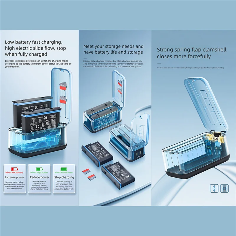 

A99E-Зарядное устройство для аккумулятора, ящик для хранения с цифровым дисплеем, портативный пружинный клапан, множественная защита
