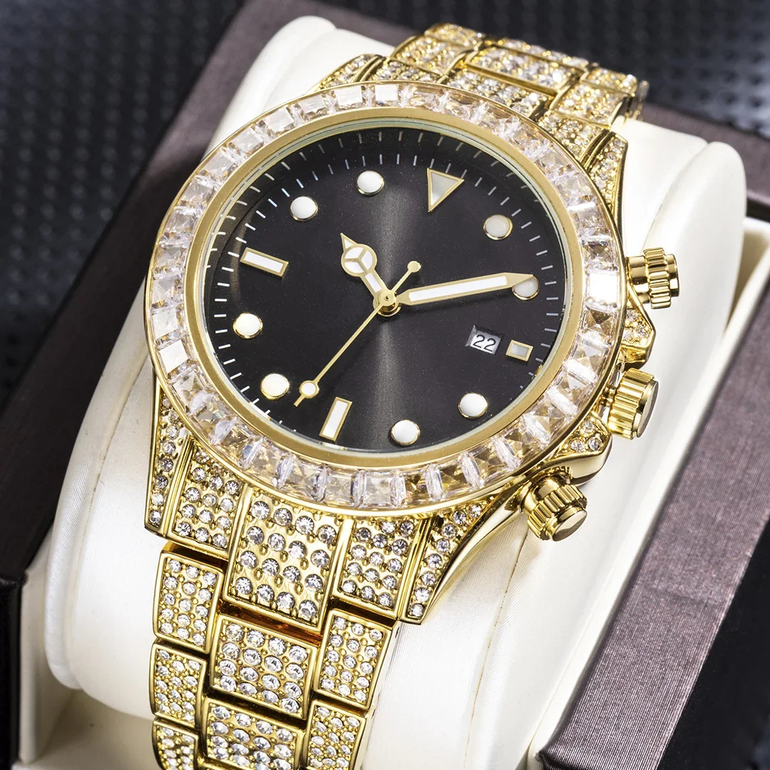 

Hip Hop Bling Iced Out Watches for Men Fully AAA Diamond Quartz Men Watch Luxury Men's Wristwatch Man Gold Relogio Masculino New