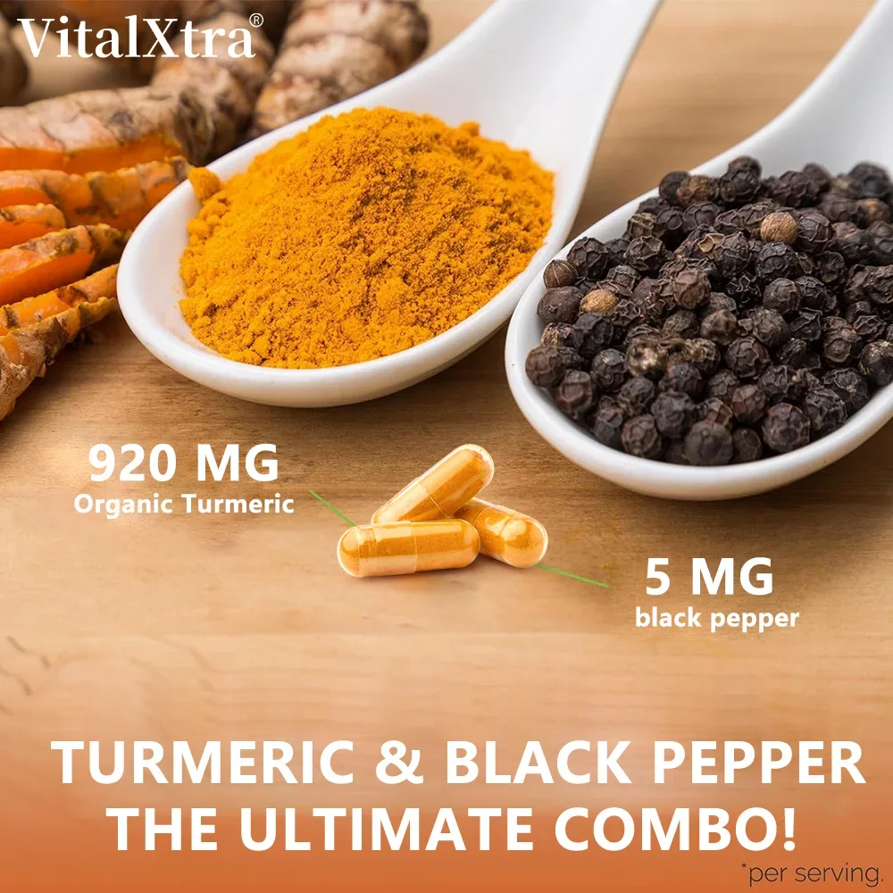Cúrcuma Orgánica - 95% Curcumina de cúrcuma, Apoyo las articulaciones, la inmunidad, la salud del cerebro y del corazón, promueve la salud del cerebro, 120 cápsulas