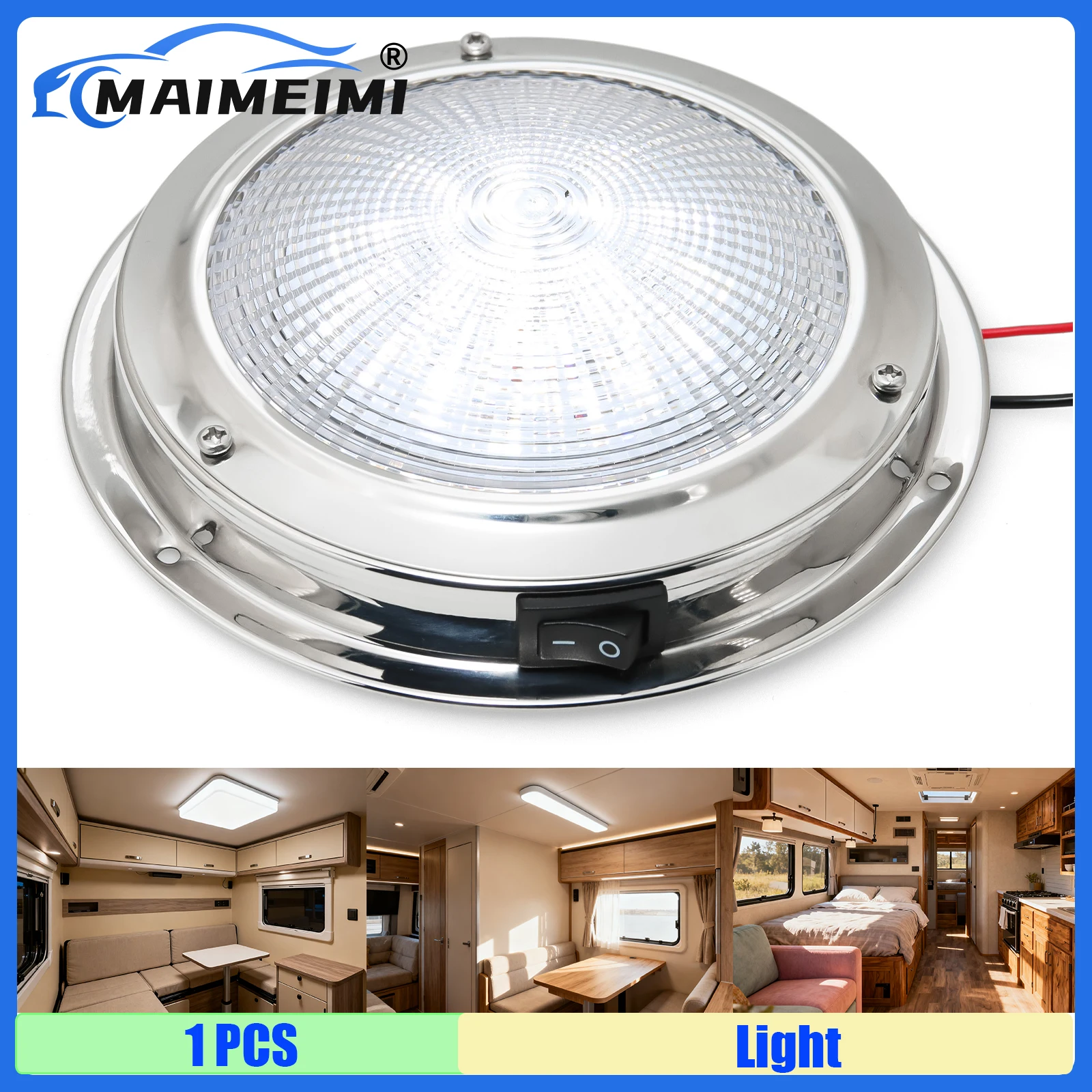 

MAIMEIMI 12V Lamp RV Interior Ceiling LED Light with Switch Car Interior Led Round Light RV Indoor Roof Lamp For Boat RV Camper