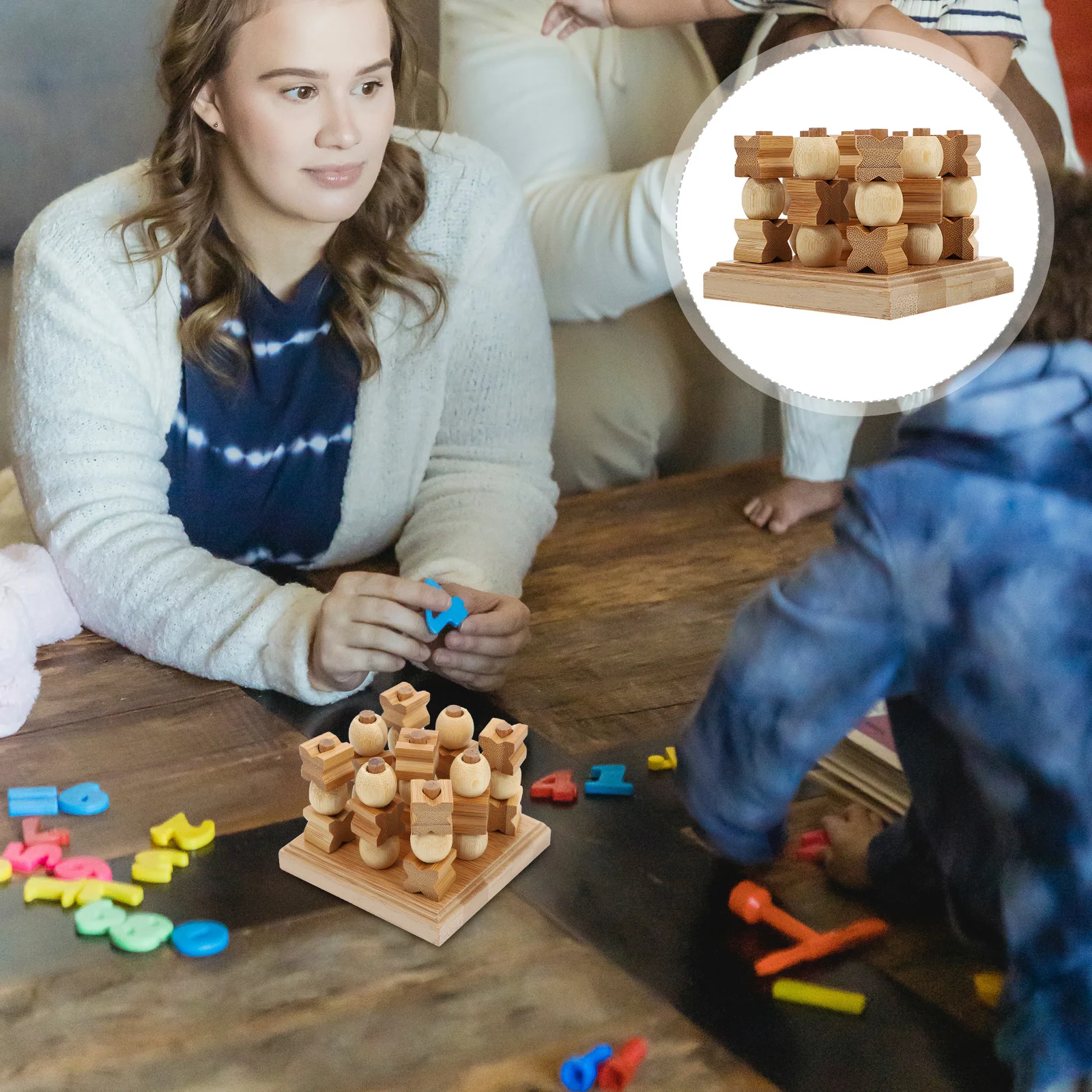 

1Pcs 3D Tictactoe Educational Chess Kids Light Brown Creative Sudoku Logic Plaything Early Education Game