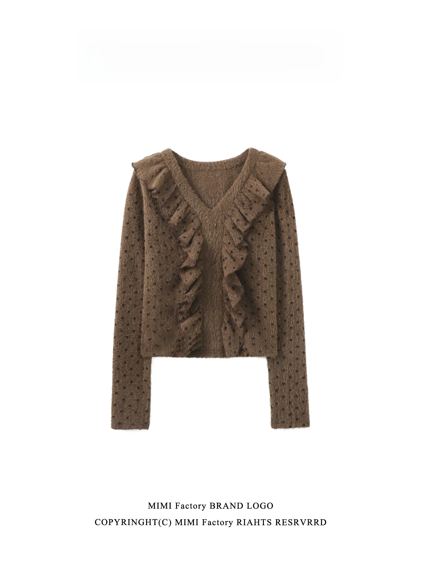 قميص Ele Long Sve V-Ne التريكو النسائي متعدد الاستخدامات للتخسيس مع حافة من الدانتيل بنمط مموج ناعم شتاء جديد... #2