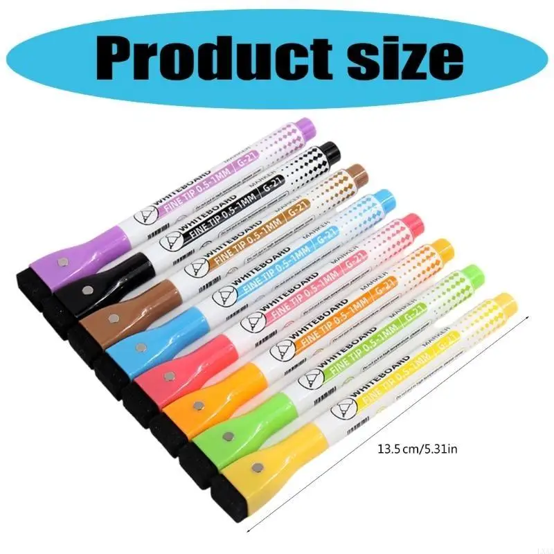 

LXAA 8Pcs Colorful Marker with Eraser for Whiteboard Chalkboard 0.5MM