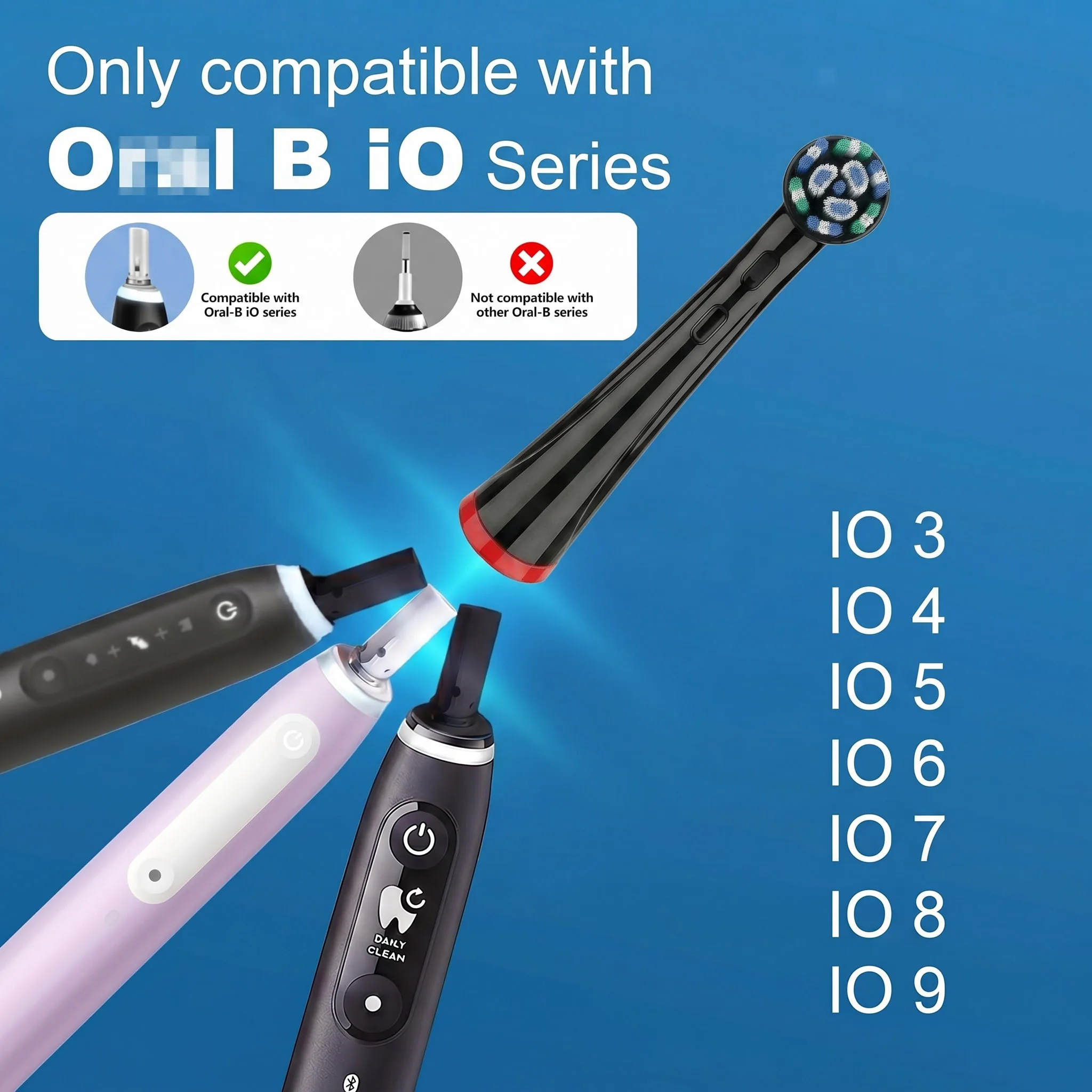 Replacement Brush Heads Compatible with OLB IO 2/3/4/5/6/7/7G/8/9/10 Electric Toothbrush
