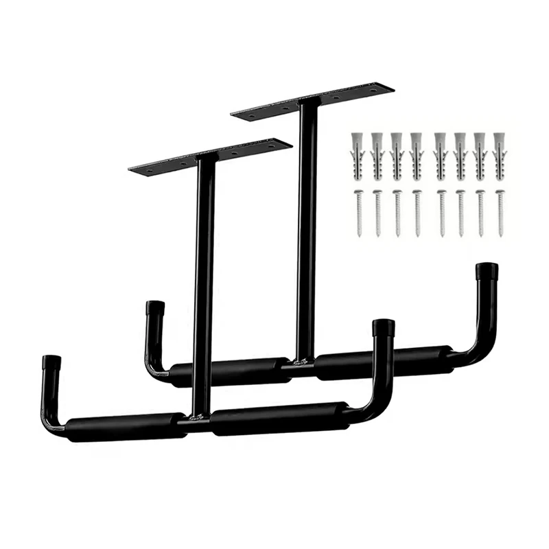 1/2Pcs Heavy Duty Garage Storage Hook Rack, Ceiling Installation for Hanging Ladders, Hoses, Wood & Bulky Items, Ideal