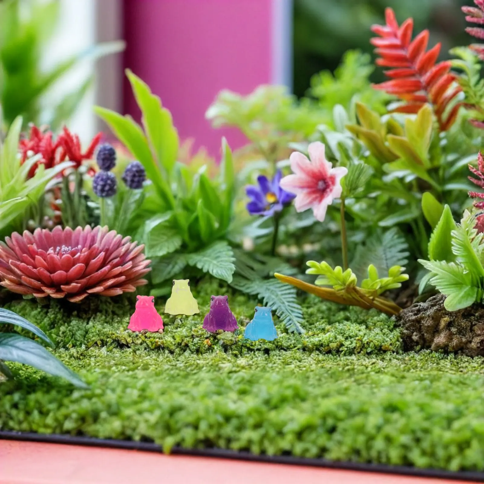

40Pcs Glow Frog Resin Miniatures Miniature Garden Decor Glitter Resin Animals for Indoor Outdoor DIY Fairy Moss Micro Landscape
