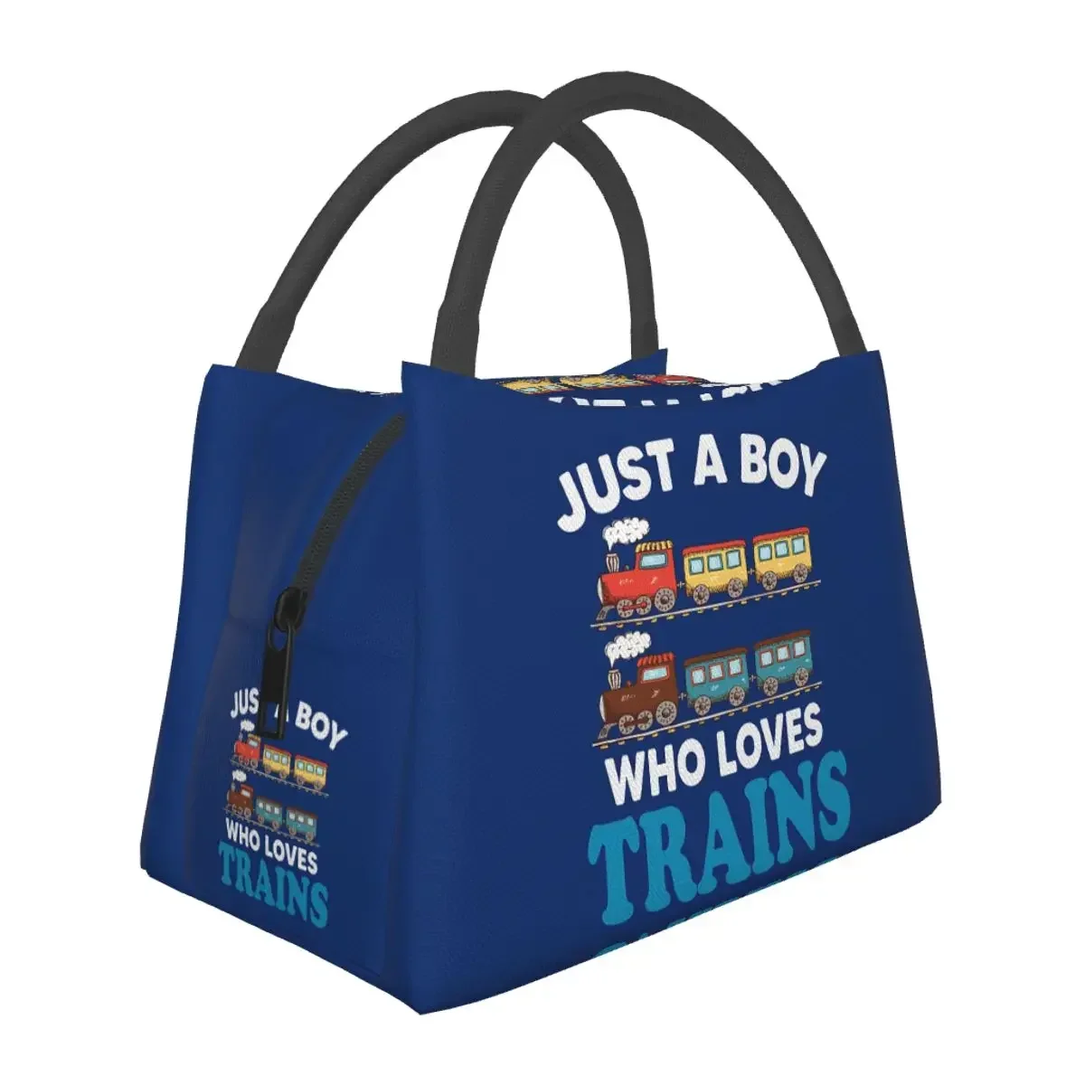 Birthday Kids Just A Boy Who Loves Trains Funny Design Kids Lunch Bags Insulated Bento Box Lunch Tote Picnic Bags for Woman