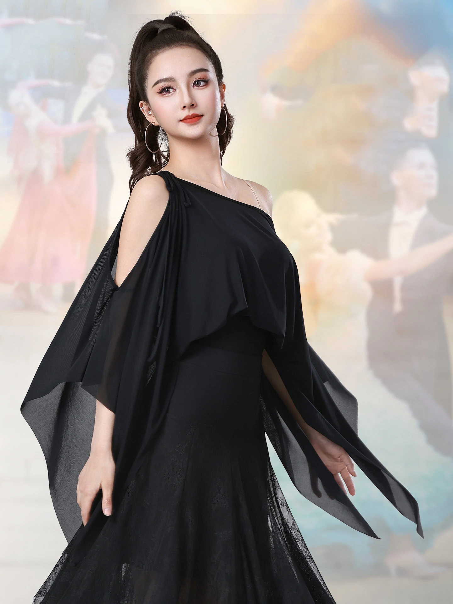

2026 New Slanting Shoulder Jumpsuit Ballroom Dance Modern Dance Top Women Chacha Rumba Tango Dress Latin Dance Costumes DN22702